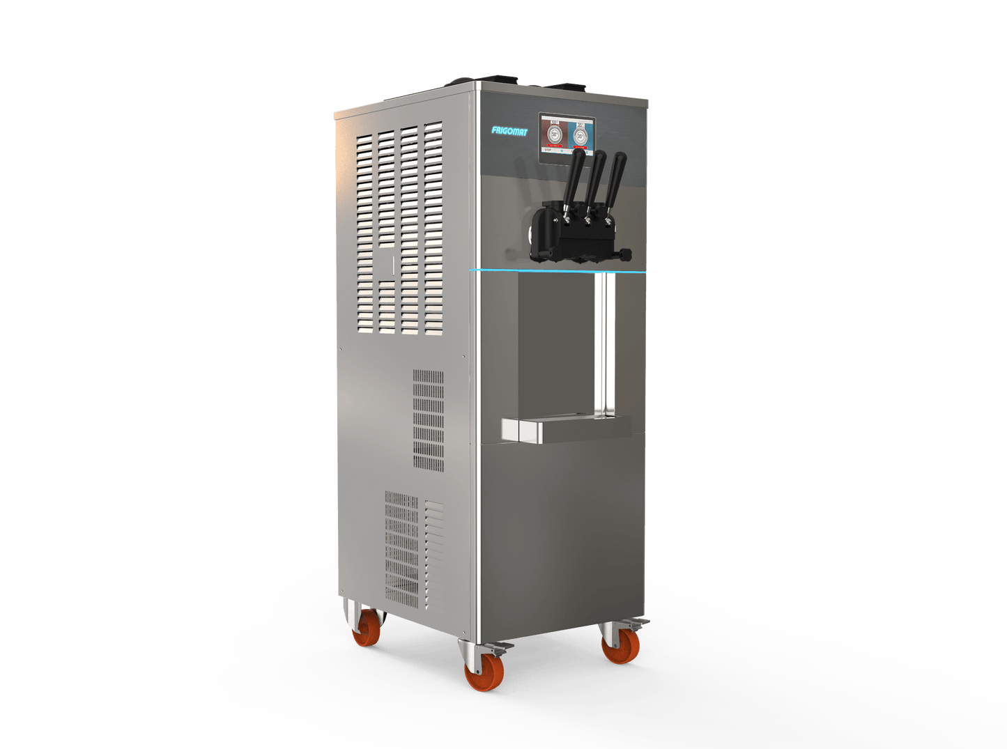 Machine à glace soft pro KEY 3 autopasteurisante en action dans une cuisine professionnelle.