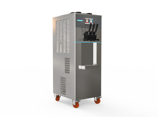 Machine à glace soft pro KEY 3 autopasteurisante en action dans une cuisine professionnelle.